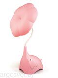 Ночник ЛЮЧИЯ 104 "Слоненок с цветком" розовый аккумуляторный светодиодный