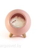 Ночник ЛЮЧИЯ 129 "Котенок в домике" розовый аккумуляторный светодиодный 1.2W