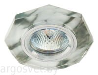 Светильник АКЦЕНТ "Crystal" 755 алюминий/серый встр. 8-гранный с серым стеклом, MR16 GU5.3